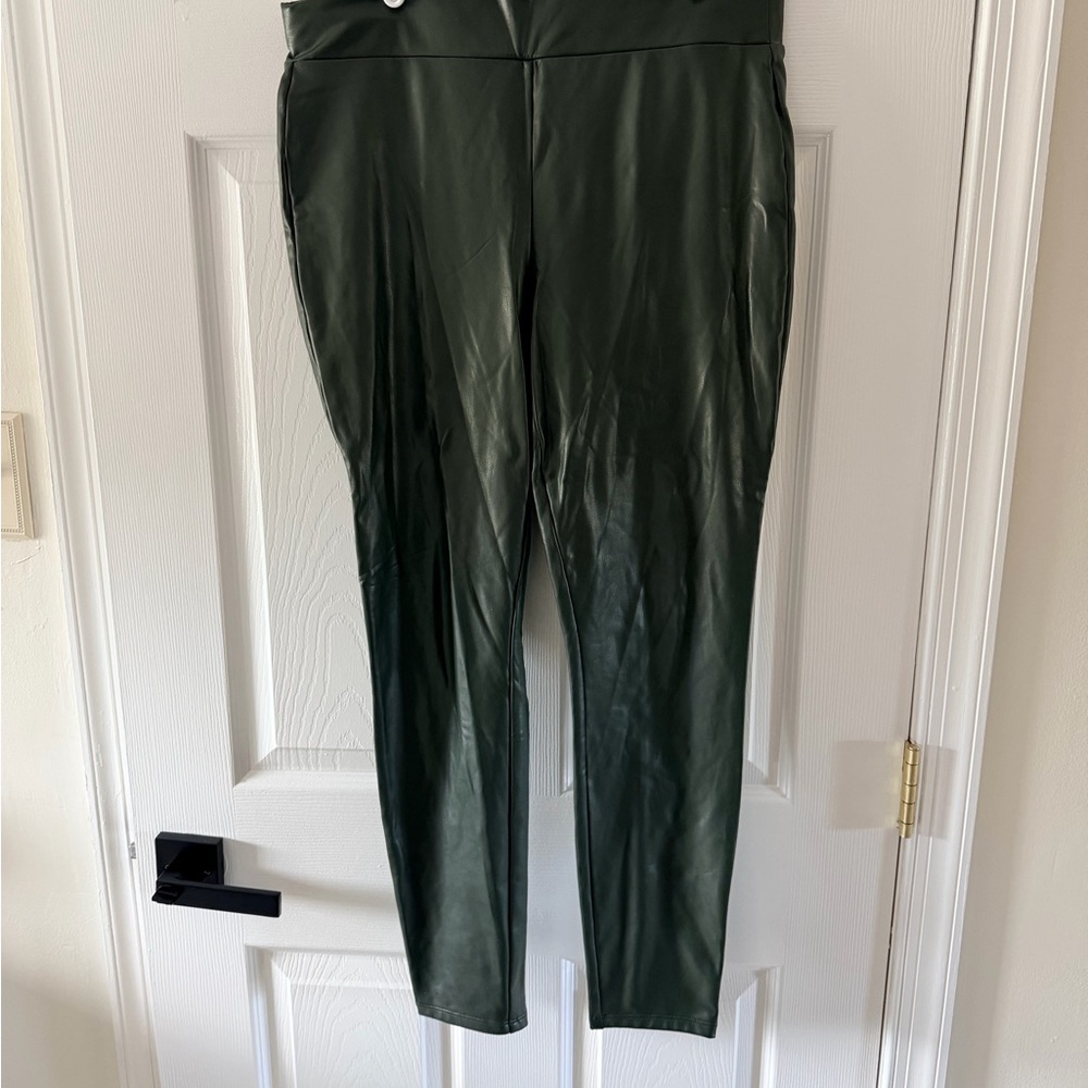 Loft Dark Green Faux Leather Leggings